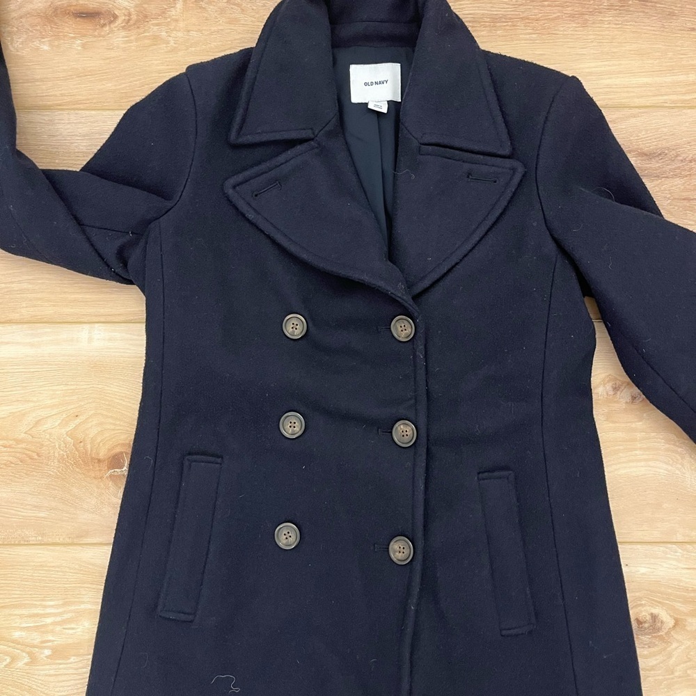 Old Navy Women's Navy Blue Pea Coat - Picture 2 of 11